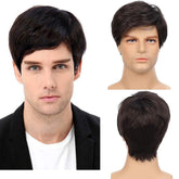 Short Brown Hair Male Wig - Anellace